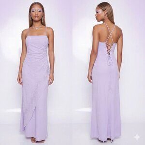 Vtg Y2k Purple Lavender Beaded Corset Back Prom Dress Party Size Medium Deadstoc